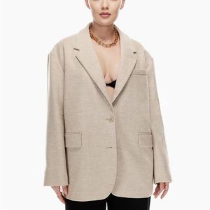 Aritzia Babaton Oversized Beige Wool Blazer